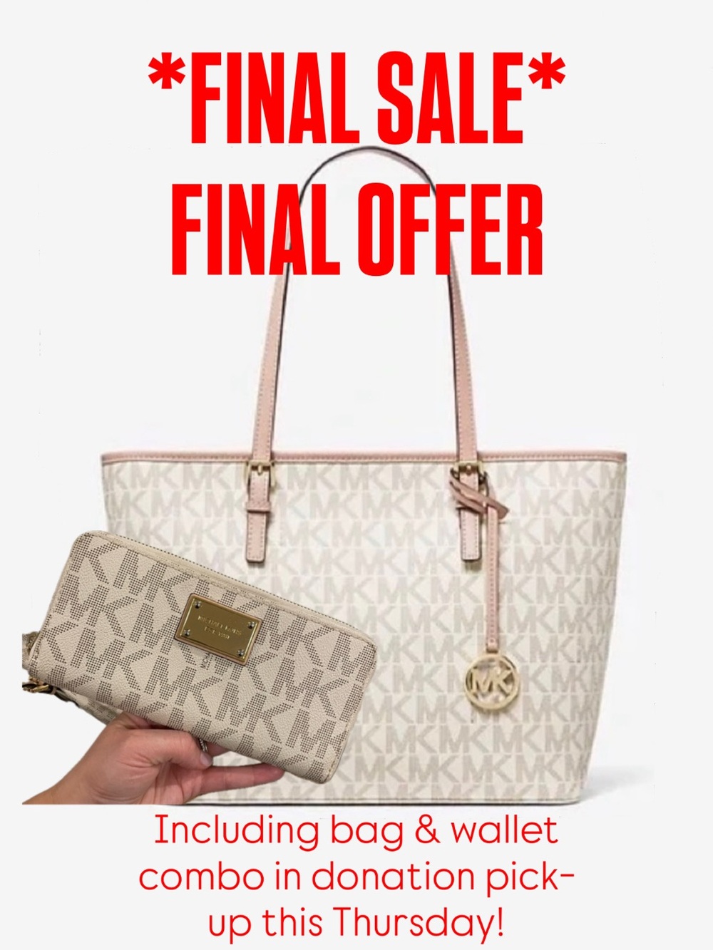 Michael Kors Jet Set medium signature Logo Tote WITH matching wallet & dust bag